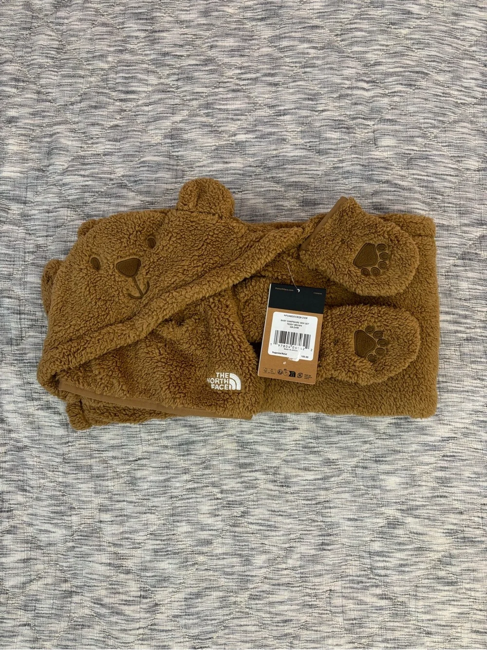 The North Face Baby Campshire Box Set In Teddy Brown Sz 18-24months NWT-